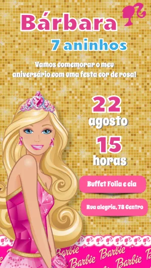 Invitación de cumpleaños Barbie – Estático – Felicity Artes