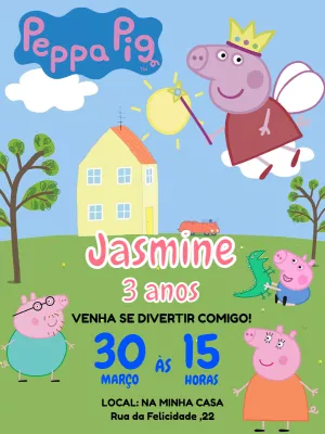 Convite de Aniversário Peppa Pig Fada para Editar Online