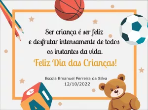 Cartão Dia das Crianças com Brinquedos para Editar Online