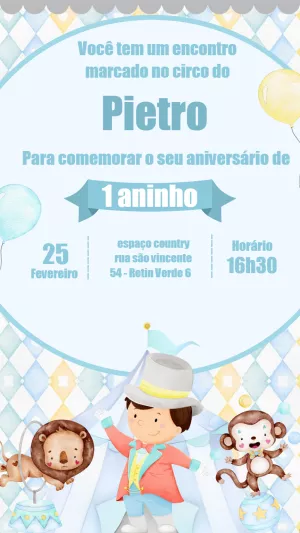 Invitation d'anniversaire Cirque – Statique – Gisele