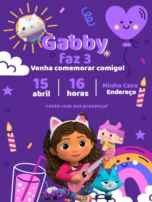 Convite Aniversário Casa Mágica da Gabby Editável Online