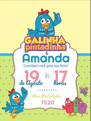 Galinha Pintadinha Birthday Invitation – Static – Amora Arte e Design