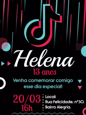 Convite de Aniversário Tik Tok Moderno para Editar Online