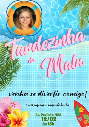 Convite Aniversário Tardezinha com Foto para Editar Online