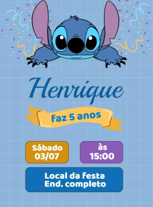 Invitación de cumpleaños Stitch – Estático – Jonathan Fiuza