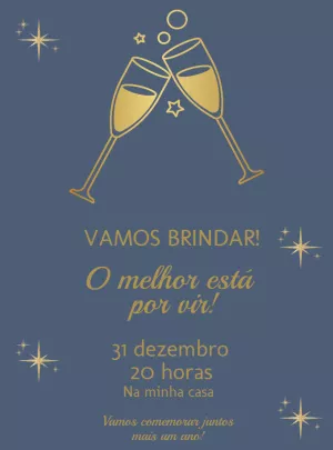 Convite de Ano Novo com Brinde de Taças para Editar Online