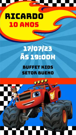 Convite Aniversário Blaze Monster Machines para Editar