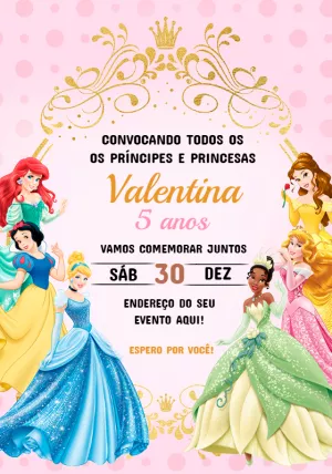 Invitación de cumpleaños Princesas – Estático – Artes da Babi