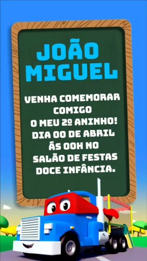 Convite de Aniversário Carl o Super Caminhão para Editar Online