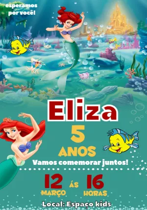 Invitación de cumpleaños La Sirenita – Estático – Convites Personalizados