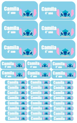 Etiqueta Escolar Stitch Editável para Imprimir