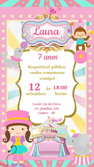 Invitation d'anniversaire Cirque – Statique – Felicity Artes