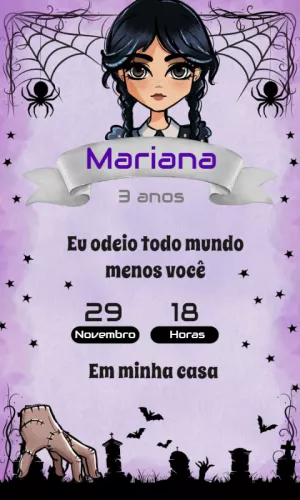 Invito di compleanno Mercoledì – Statico – Convites Personalizados