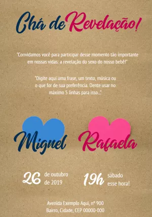 Convite Chá Revelação Menino ou Menina para Editar Online