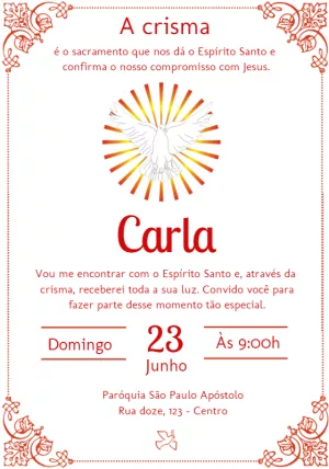 Convite de Crisma Espírito Santo para Editar Online
