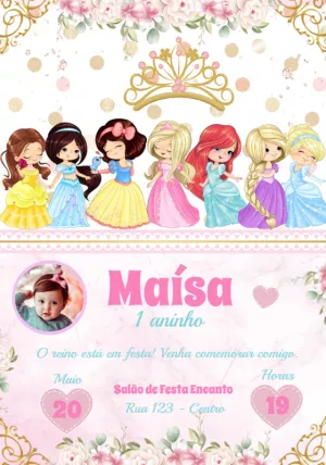 Invito di compleanno Principesse – Statico – Convites e Artes Digitais