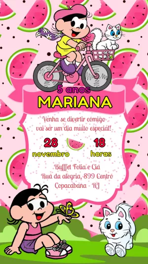 Invitation d'anniversaire Turma da Mônica – Statique – Felicity Artes