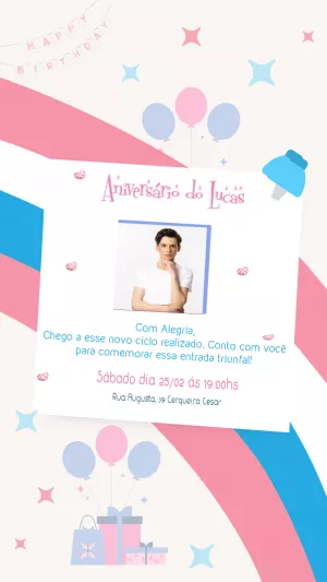 Convite de Aniversário Orgulho Trans com Foto para Editar Online