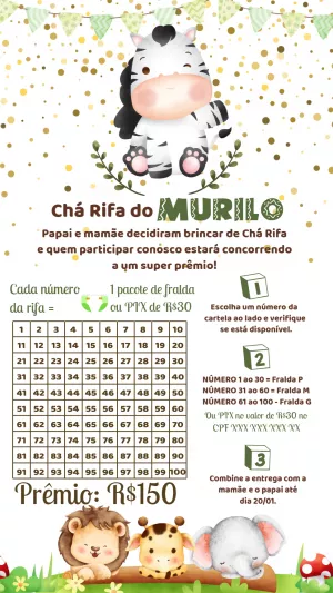 Safari Baby Shower Raffle – Static – Bella Liz Convites