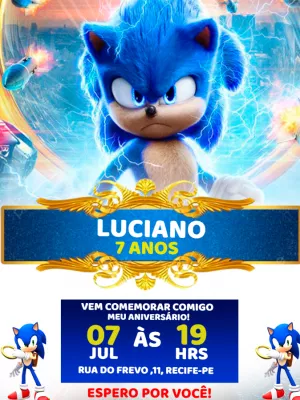 Convite de Aniversário do Sonic para Editar Online