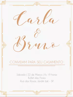 Convite de Casamento Dourado Minimalista para Editar Online