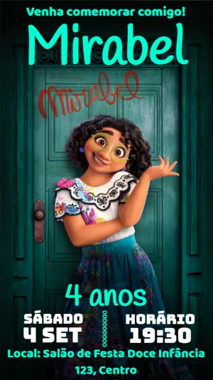 Convite de Aniversário Mirabel Encanto Editável Online