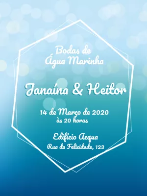 Convite Bodas de Água Marinha Moderno para Editar Online