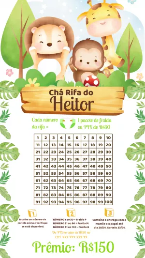 Safari Baby Shower Raffle – Static – Bella Liz Convites