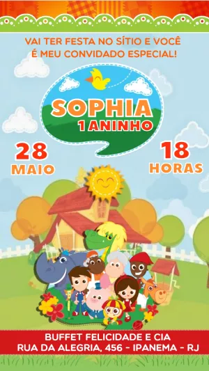 Convite Aniversário Sítio do Pica Pau Amarelo para Editar Online