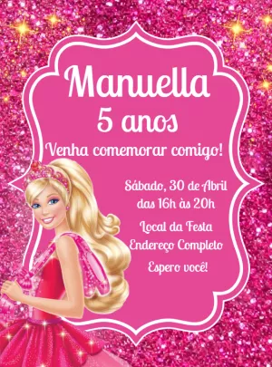 Invitación de cumpleaños Barbie – Estático – Decore Arte