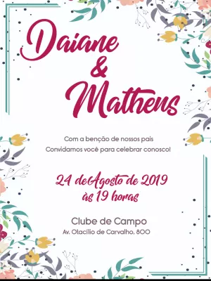 Convite de Casamento Floral Romântico para Editar