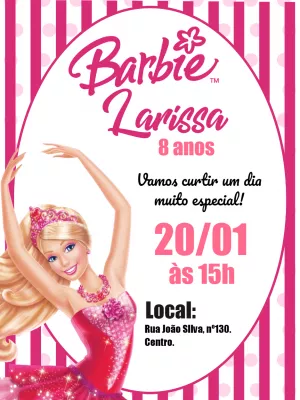 Convite de Aniversário Barbie para Editar Online