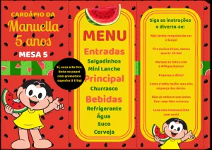 Cardápio de Aniversário Magali para Editar e Imprimir