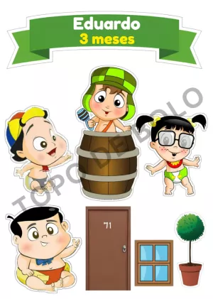 Topo de Bolo Mesversário Chaves Baby para Editar e Imprimir