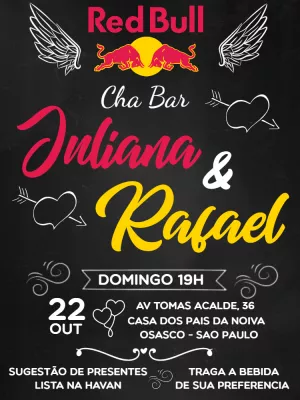 Convite Chá Bar Red Bull Divertido para Editar Online