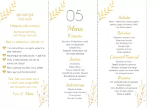 Menu de Casamento Floral Dourado para Editar Online