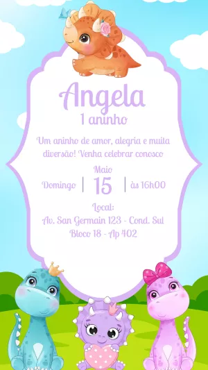 Invitación de cumpleaños Dinosaurio – Estático – Gisele