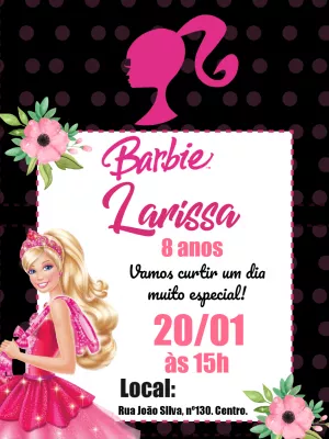 Convite de Aniversário da Barbie para Editar Online