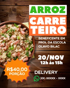Cartaz de Arroz Carreteiro Rústico para Editar Online