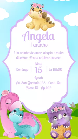 Invitación de cumpleaños Dinosaurio – Estático – Gisele