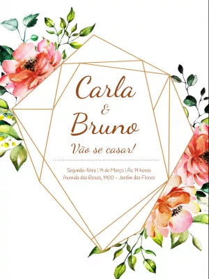 Convite de Casamento Boho Chic Floral para Editar Online