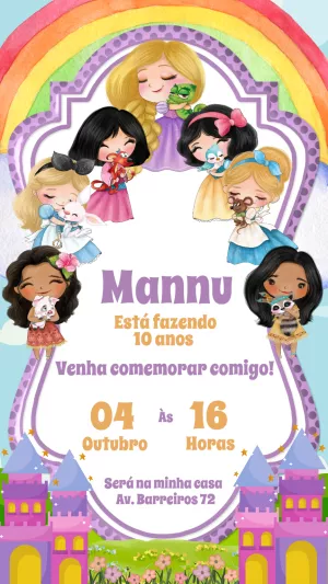 Invitación de cumpleaños Princesas – Estático – Gisele