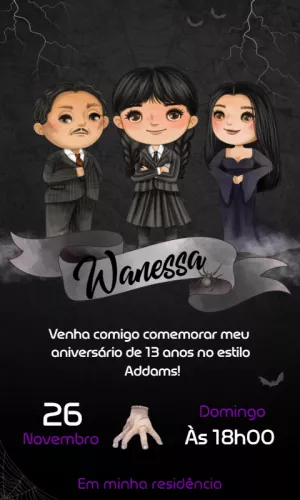 Invito di compleanno Mercoledì – Statico – Convites Personalizados