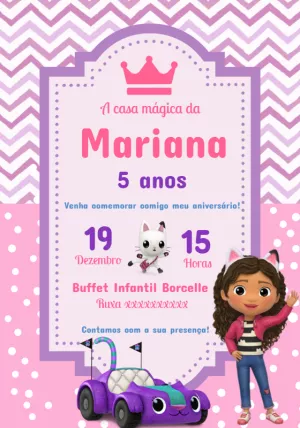 Convite Aniversário A Casa Mágica da Gabby para Editar Online