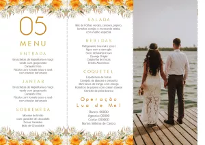 Menu de Casamento Floral com Foto para Editar Online