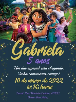 Convite Aniversário Encanto com Personagens para Editar Online