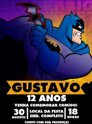 Convite de Aniversário Batman para Editar Online