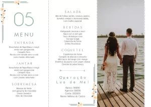 Menu de Casamento Verde com Foto para Editar Online