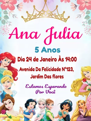 Invitación de cumpleaños Princesas – Estático – R🌹 ZA  P..