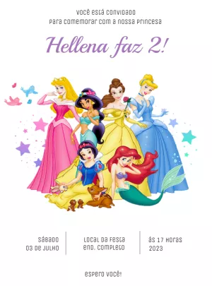 Invitación de cumpleaños Princesas – Estático – Decore Arte